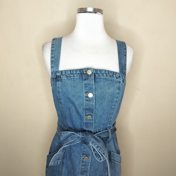 Habitual Belted Denim Mini Dress Button Front - Picture 2 of 9